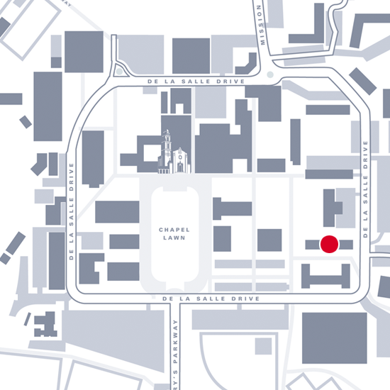 Graphic map showing location of Augustine Hall