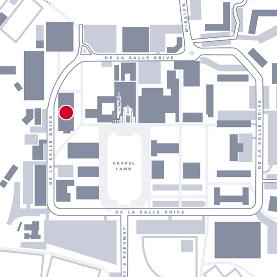 Graphic map showing location of Brousseau Hall