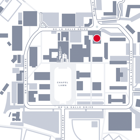 Graphic map showing location of LeFevre Theatre