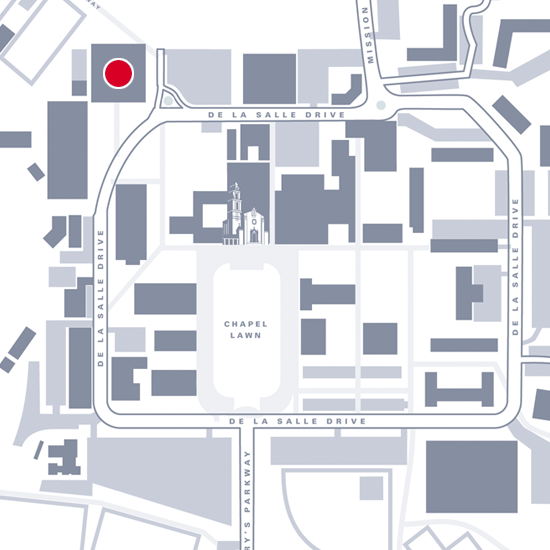 Graphic map showing location of UCU Pavilion