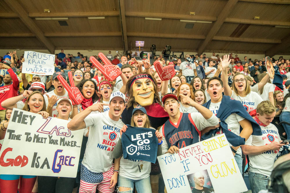 Students cheering in the stands in the UCU Pavilion