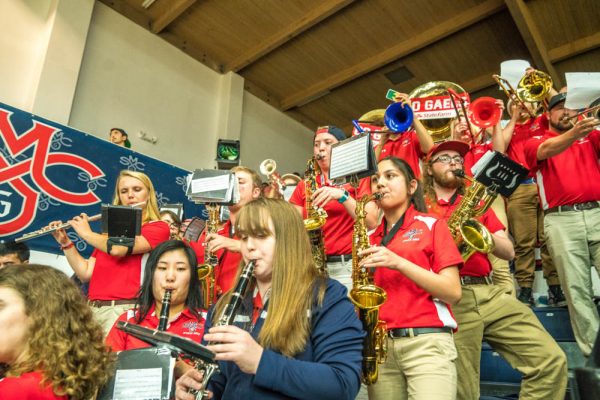 A band playing in the stands of UCU Pavilion